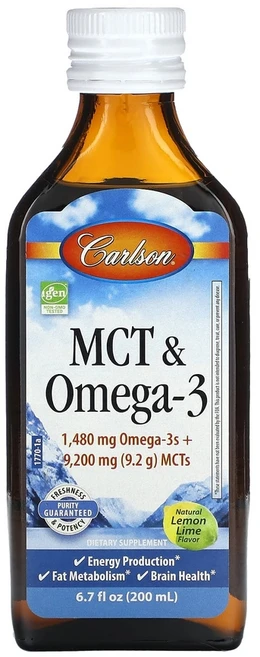 칼슨 MCT & 오메가-3 천연 레몬 라임 200ml(6.7fl oz), 1개, 기본 - 쿠팡
