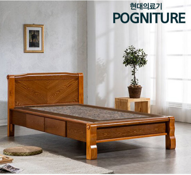 HD현대의료기 홍맥반석 돌침대 수납, 브라운