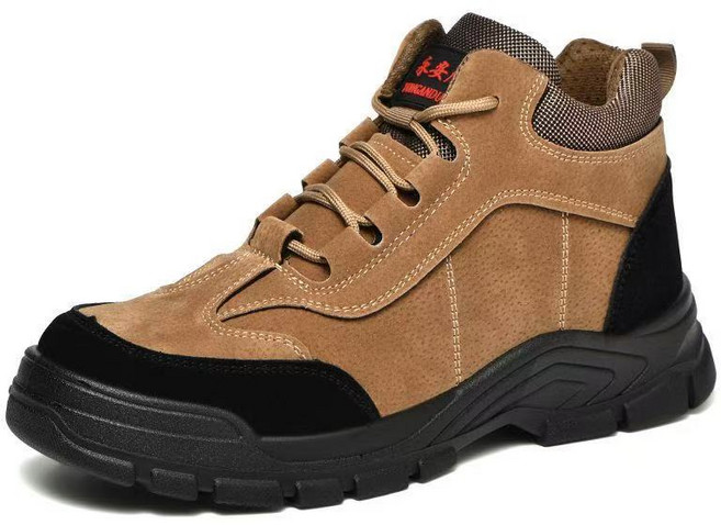 YAPOGI 남성 컴포트 내마모성 망치질 방지 경량 키높이 퍼즐 컬러 하이탑 안전 작업화