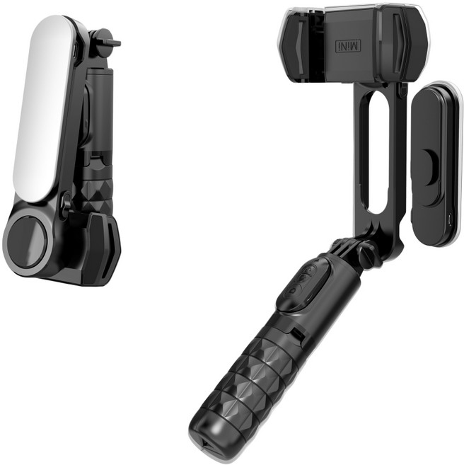 瑞克倉庫 Q09 自拍穩定器 雲台 腳架, 1個, Q09穩定器-黑色(送收納袋), 黑
