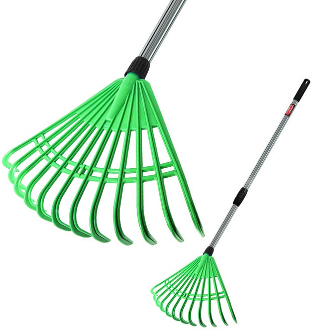 갈퀴 (농기구 갈퀴 갈고리 벌초 낙엽청소 잔디 텃밭 호미 쇠스랑 레기 낙엽긁개 잡초제거), 1세트, PVC갈퀴+오리곤2단자루