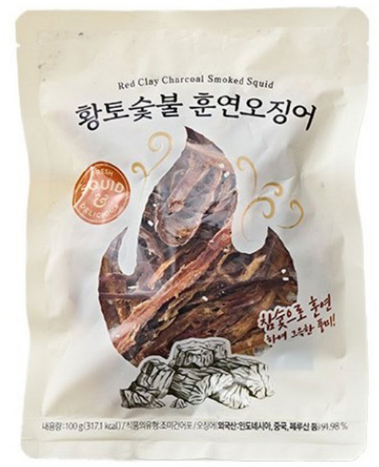 [우물우물] 황토 숯불 훈연 오징어, 4개, 100g