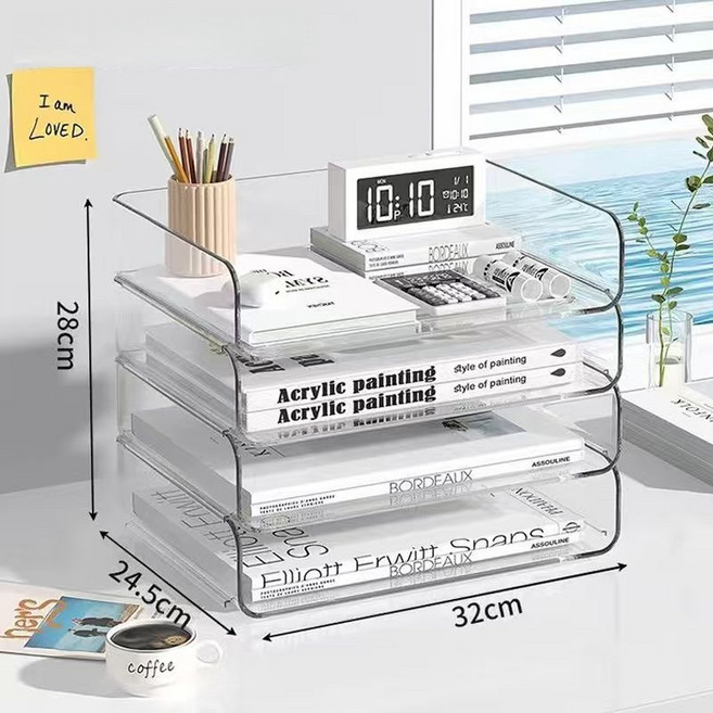 거와스 서류트레이 a4 서류 정리함, 4단, 투명