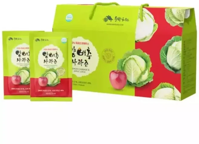 테온셀 웰빙하우스 양배추사과즙 월분 (1박스+1박스) (60팩) (100 과채주스) 2박스 100ml 선물세트 모, 1개