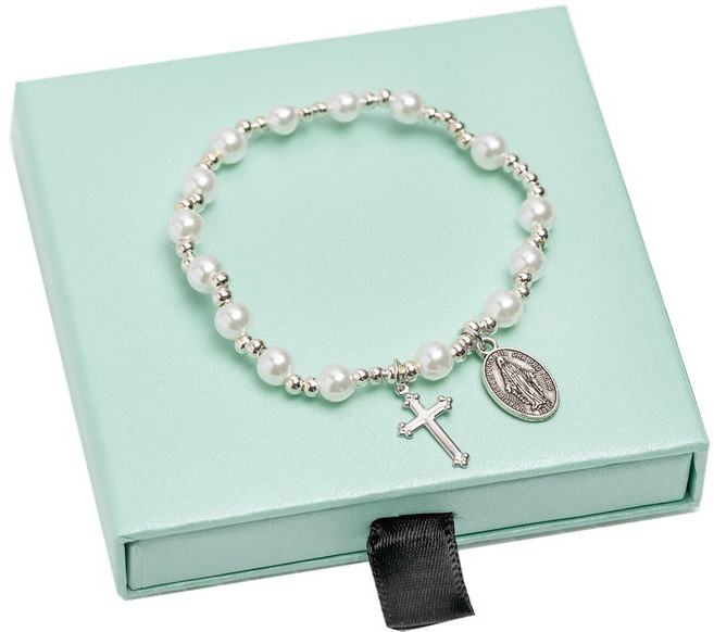 다니엘의기도 묵주 팔찌, 1세트, 화이트01_S