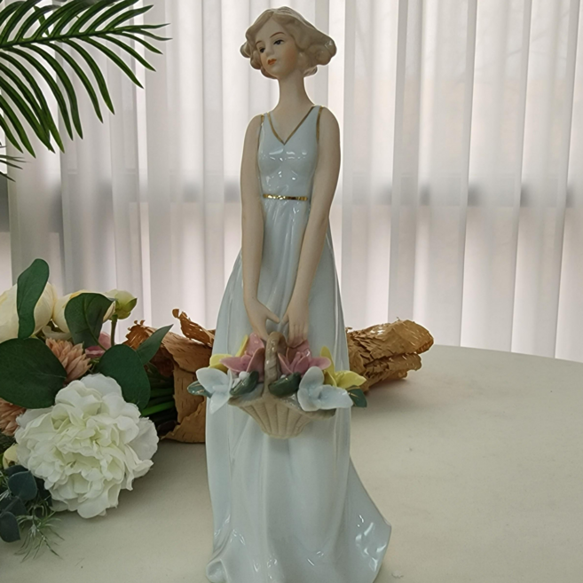 세라믹 도자기 야드로 장식 인형 30종 개업선물 집들이 부모님 선물, 4.꽃바구니 여인(HW-A-8)