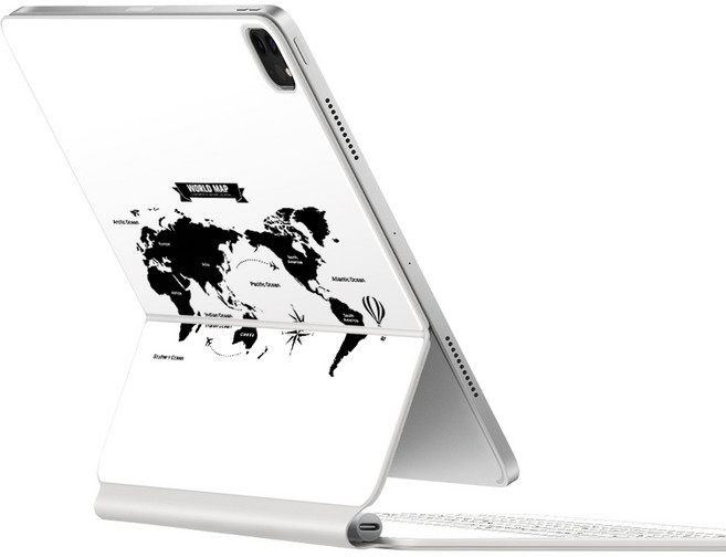 알럽스킨 아이패드 프로 6세대 5세대 4세대 3세대 호환 12.9인치 매직키보드 스킨 보호필름, 월드맵
