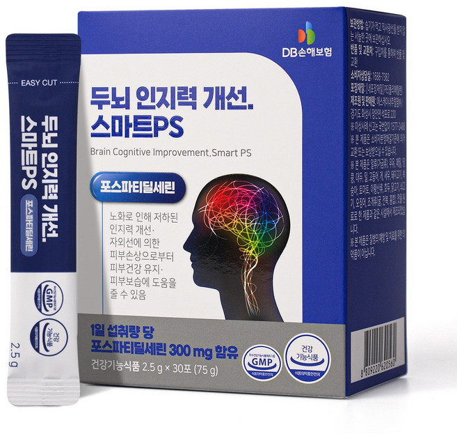 [본사직영] 가정의달 두뇌 인지력 개선. 스마트PS 2.5g 30포 포스파티딜세린 300mg 함유 기억력 인지력 개선 두뇌엔 식약처 인정 프리미엄 어르신 선물, 1개, 30회분