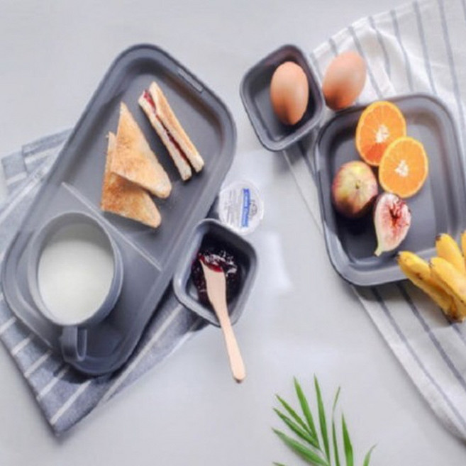 올디너리 테이블 시리즈 데일리 브런치 식기 세트 (트레이+스프컵+소스볼+사각접시), 빈티지 핑크, 1개