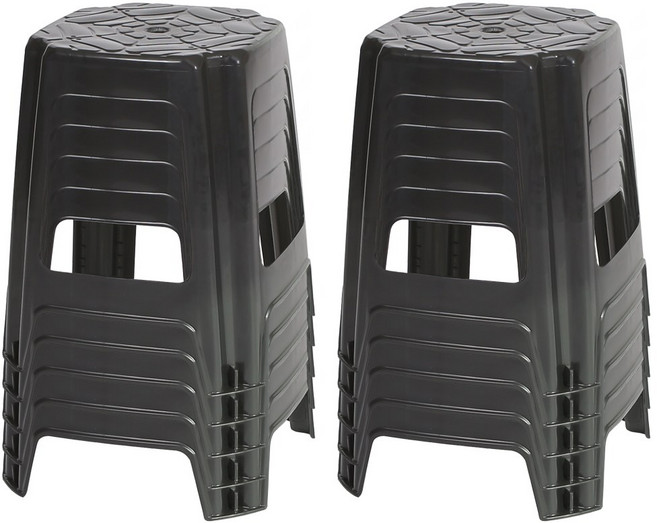 지오리빙 플라스틱 사각의자 10개 간이 야외 포장마차 편의점, 블랙