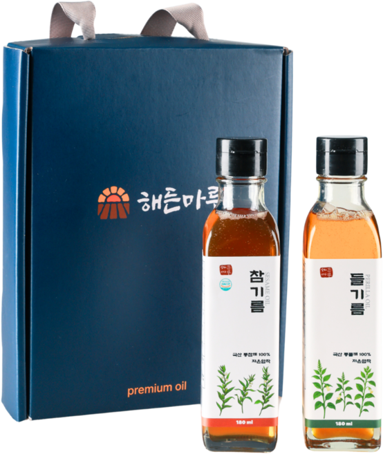 해든마루 저온압착 국산참기름+국산들기름 선물세트 답례품, 2개, 180ml