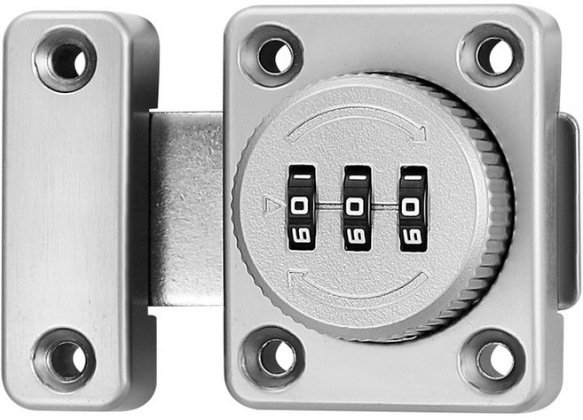 하비토 다이얼 무타공 서랍 잠금장치 냉장고 서랍장 시건장치, 실버, 1개