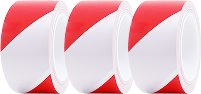 바닥 라인테이프 pvc 안전 구획 경계 48mm x 30M, 빨강/흰색, 3개