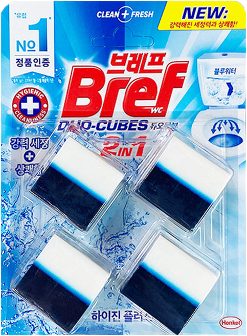 브레프 듀오큐브 하이진 플러스 변기세정제 4p, 200g, 5개