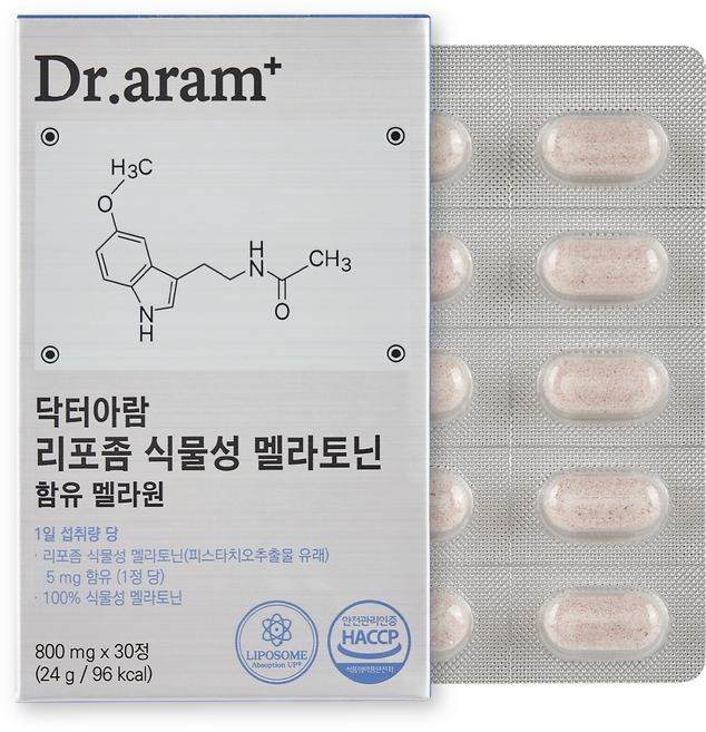 닥터아람 리포좀 식물성 멜라토닌 5mg 함유 멜라원, 1개, 30정