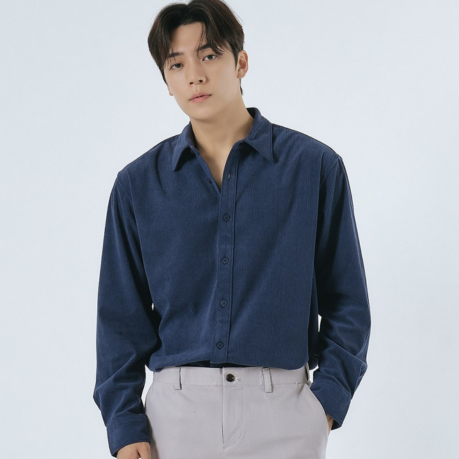 엘엑스티 남성용 일반핏 오버핏 코듀로이 셔츠