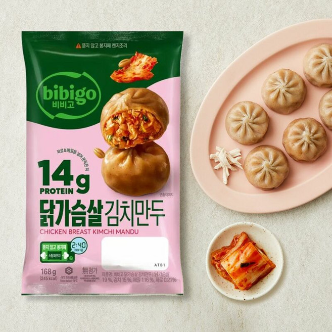 비비고 닭가슴살 김치만두 168gX6개, 6개, 168g
