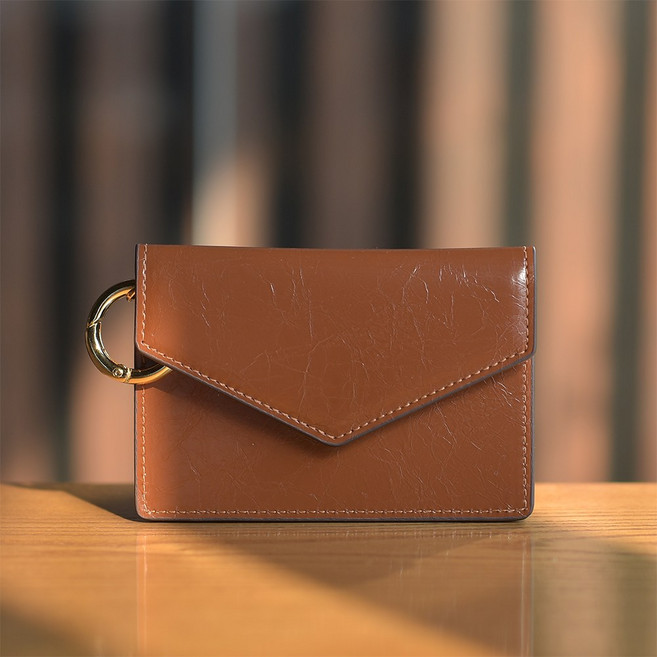 크랙 소가죽 키링 카드지갑 미니