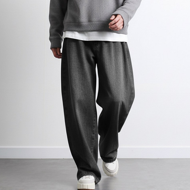 [투뎃] 남녀공용 올밴딩 투웨이 워싱 와이드 스트링 데님 팬츠