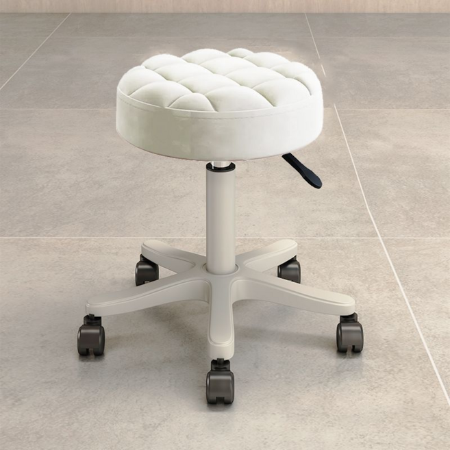 可升降美容椅 旋轉椅 滑輪椅 工作椅, 1件, 白色升降椅【高度調節35-45cm】, 白色