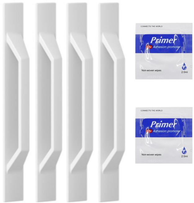 나라에센셜 슬림 무타공 접착식 가구 미닫이 문 창문 베란다 손잡이, 4개, 슬림 화이트