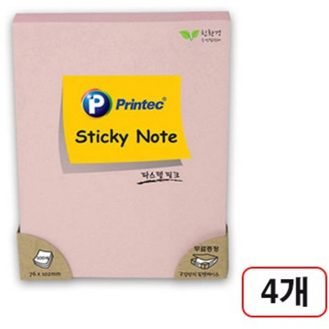 프린텍)파스텔(76x102mm) 100매, 4개, 핑크76102P,