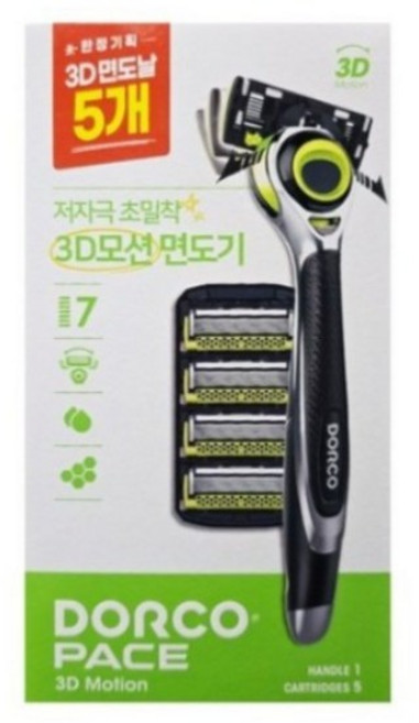 도루코 페이스 쓰리디 모션 면도기세트, 면도기 + 면도날 5p, 1세트