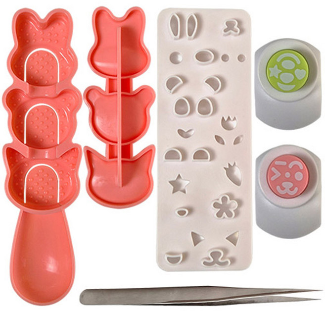 큐트미 토끼 곰 고양이 3구 주먹밥틀 세트, 혼합색상, 1세트