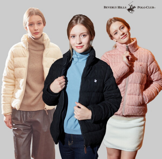 [비버리힐스폴로클럽] 24FW 여성 케이블 니트 패딩 자켓
