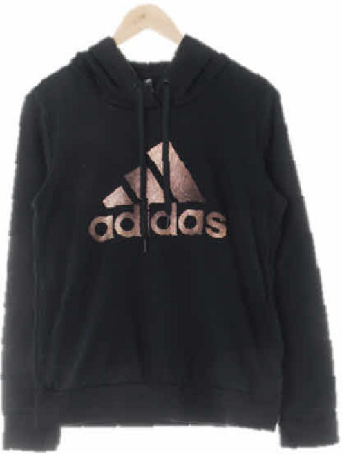 1783 ADlDAS 블랙 면혼방 골드로즈도트로고기모후드티 [S]