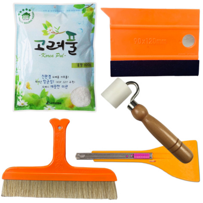 도배풀 세트 10평시공 풀솔도배칼 도배헤라 시트지헤라 도배용품, 도배풀세트 5종