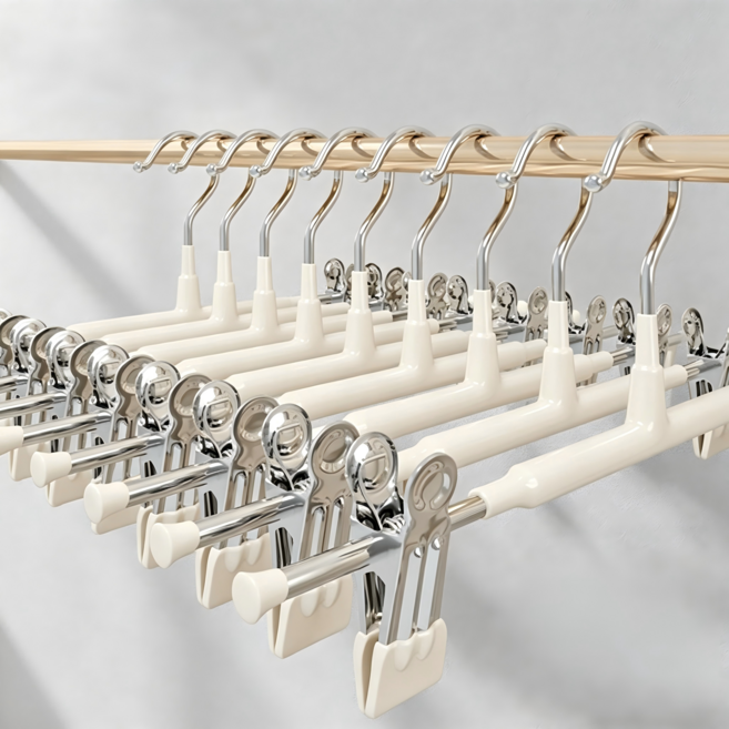 논슬립 고급형 고리회전 나노 코팅 치마 바지걸이, 30개, 2.크림색