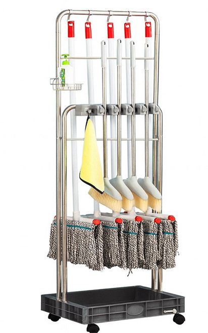 아띠꼴로 이동식 청소도구함 청소도구 거치대 밀대 보관함 정리대, 2단, 1개