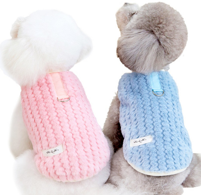 견행묘행 강아지 겨울옷 극세사 후리스 애견 겨울 조끼, 파스텔블루, 1개