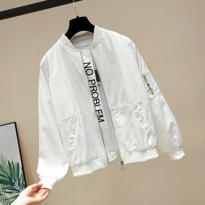 ROYALBELLE 여성 쇼트핏 집업 야구 점퍼 베이직 포켓 캐주얼 자외선 차단 재킷 V92416