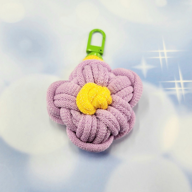라온맘 양말목 꽃 키링 만들기 DIY 키트, 04_연퍼플/진옐로우, 1개