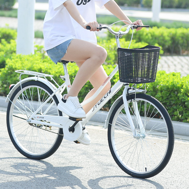 모아벨로 클래식 자전거 입문용 출퇴근용 24인치 26인치 가벼운 편안한 바구니 핸들 높이 조절 복고풍, 1개, 152cm, C