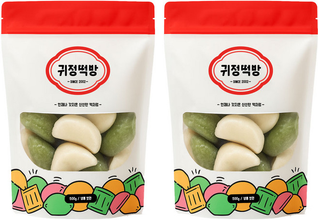귀정떡방 굳지않는 팥앙금 반달 송편 바람떡 개피떡 아침대용식사 영양 아이 간식, 2세트, 500g