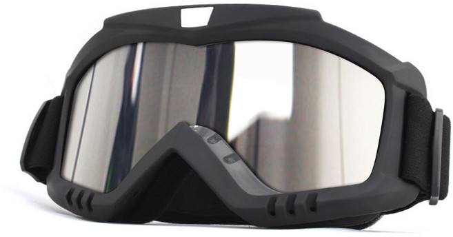 스포츠 겨울 스노우 보드 방풍 고글 바이크 수상스키 워터쇼 안경, 검정 미러실버, 1개