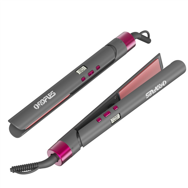 ORDFLES 초경량 세라믹 코팅 헤어매직기 온도조절 고데기, 블랙