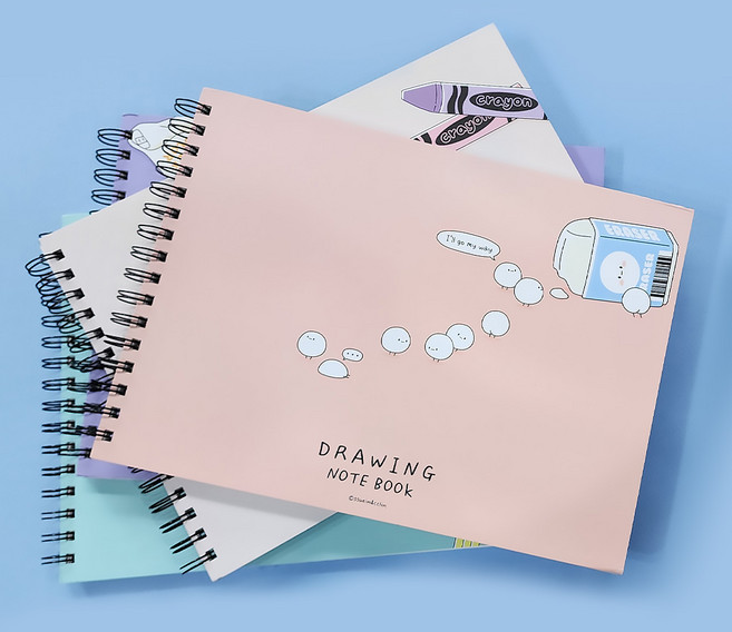 드로잉노트 몽알몽알 296x215(mm) 좌철 드로잉북 스케치북 캘리북, 2개