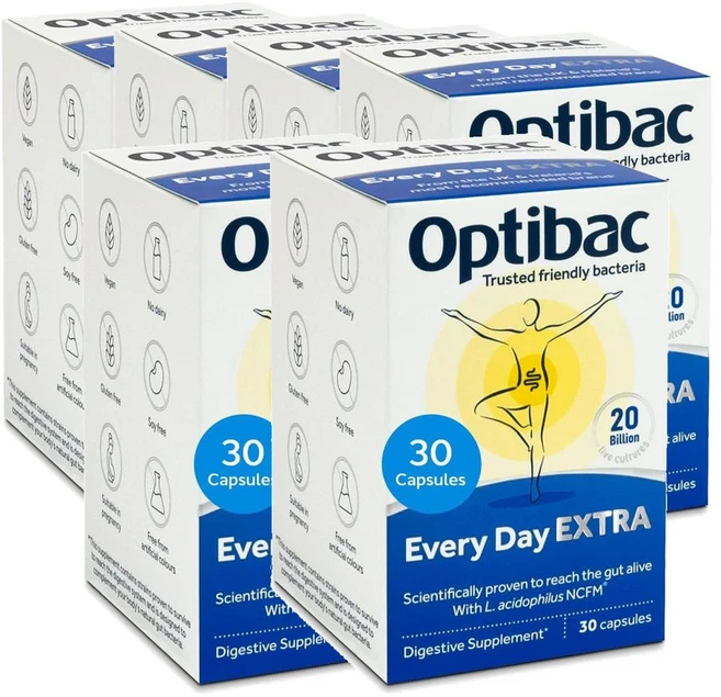 영국 옵티박 Optibac Every Day Extra 에브리데이 엑스트라 프로바이오틱스 200억 유산균 캡슐, 30정, 6개 - 쿠팡