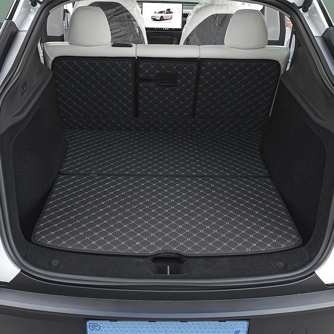카프트 2025 테슬라 모델Y 주니퍼 호환 트렁크매트 프리미엄 퀄팅 차박 용품, 01. 바닥분리형, 블랙-블랙