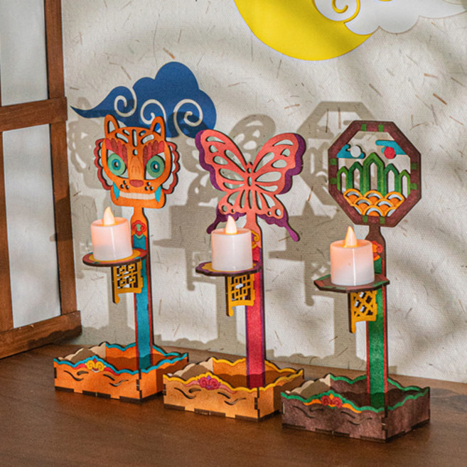 아이베이비아트 전통 촛대 만들기세트 (LED촛불포함) 3종택1 아이베이비아트, 일월오봉도+티라이트