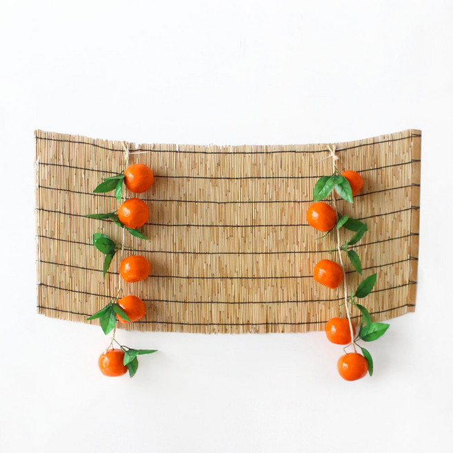 명절 전통 포토존 배경 귤 set ( 추석 행사 꾸미기 가을 한가위만들기 반려동물 생일 포토존 갈대발 인테리어 소품 ), 갈대발45cm 1개 귤 2줄