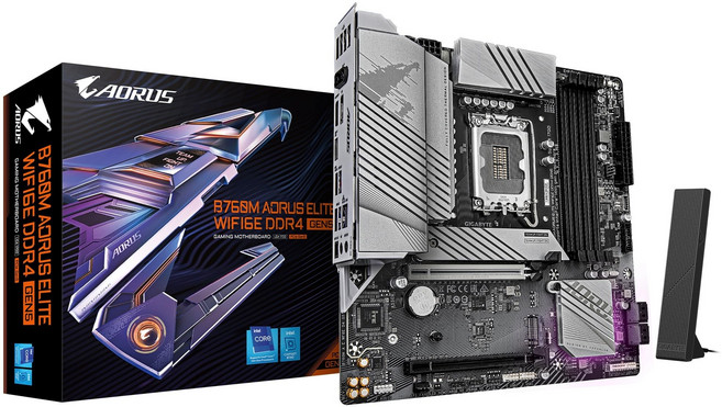 GIGABYTE B760M AORUS ELITE WIFI6E DDR4 GEN5 Intel B760 Micro-ATX B760M A E WF6E D4 G5 MB6762 탑재