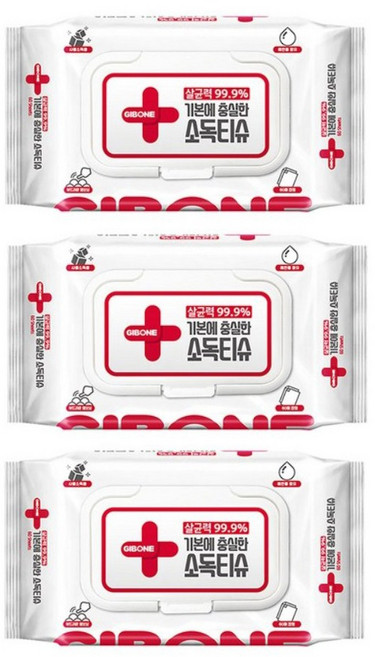기본에 충실한 소독티슈 캡형 60매, 3개