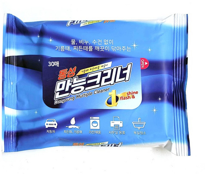 티슈형 만능 크리너 30매입 (찌든때 기름때 가전 주방 세차 청소세제, 1개