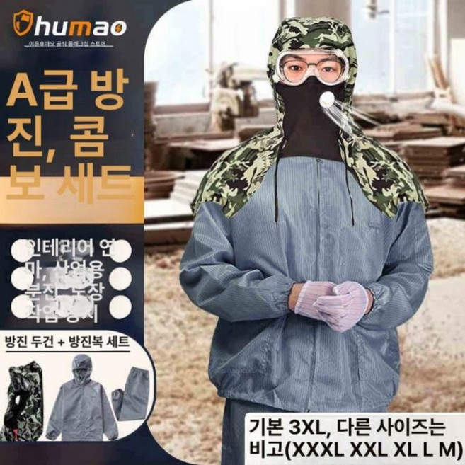 과수원 전면 마스크 밀폐공간 일체형 방역 농약, 조합 세트 먼지없음 그레이 방진복, 1개