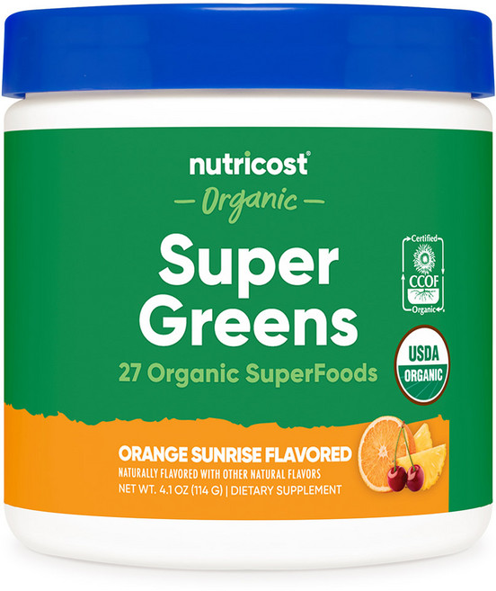 뉴트리코스트 오가닉 슈퍼 그린즈 파우더 10회분 오렌지 선라이즈맛 1병, 1개